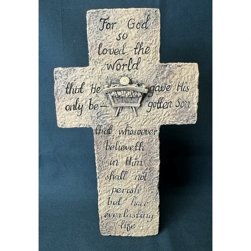 Old Brick Cross John 3:16 Bible Verse Script 9